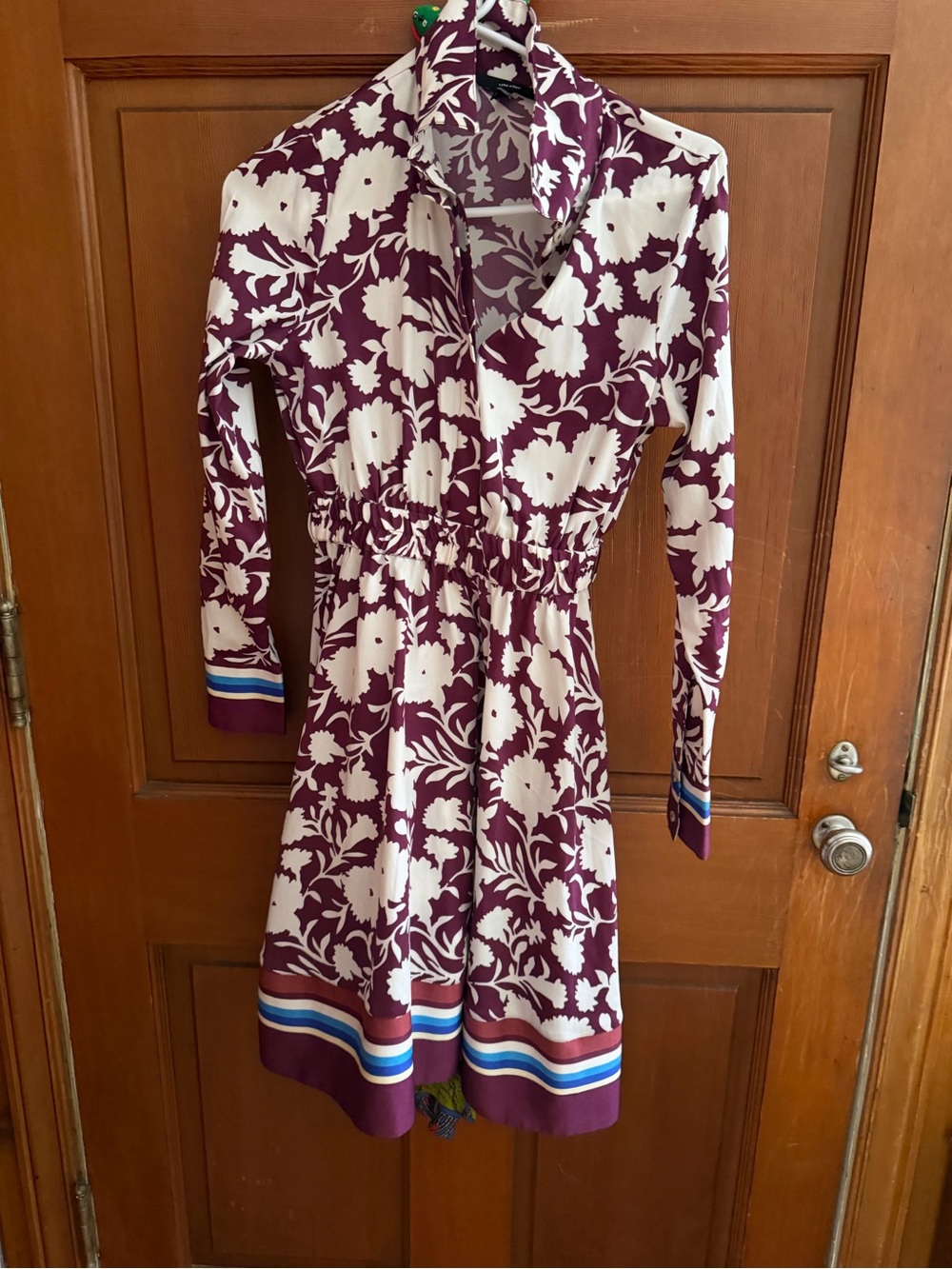 Vero Moda Plum and White Floral Long-Sleeve Shirtdress